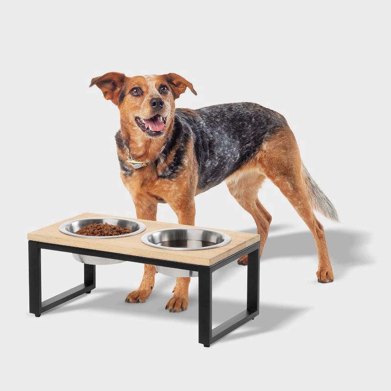 slide 2 of 3, 2 Cup Collapsible Short Elevated Feeder Double Cat & Dog Bowl - Boots & Barkley™, 1 ct