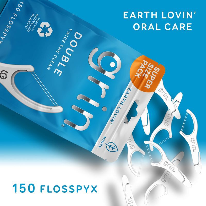 slide 9 of 9, Grin Oral Care Double Floss Picks - 150ct, 150 ct