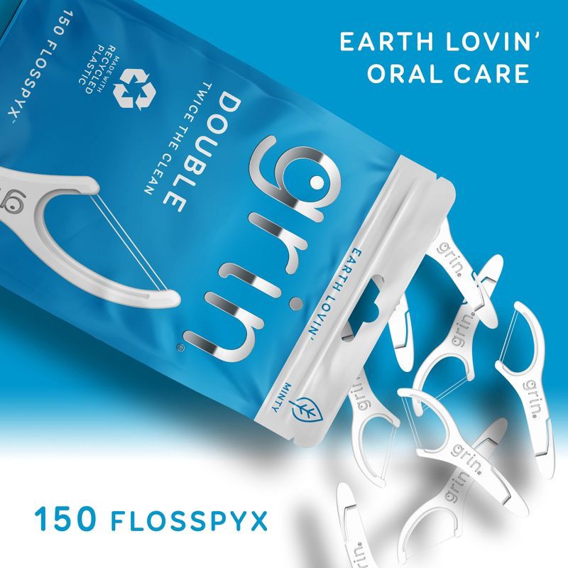 slide 9 of 9, Grin Oral Care Double Floss Picks - 150ct, 150 ct