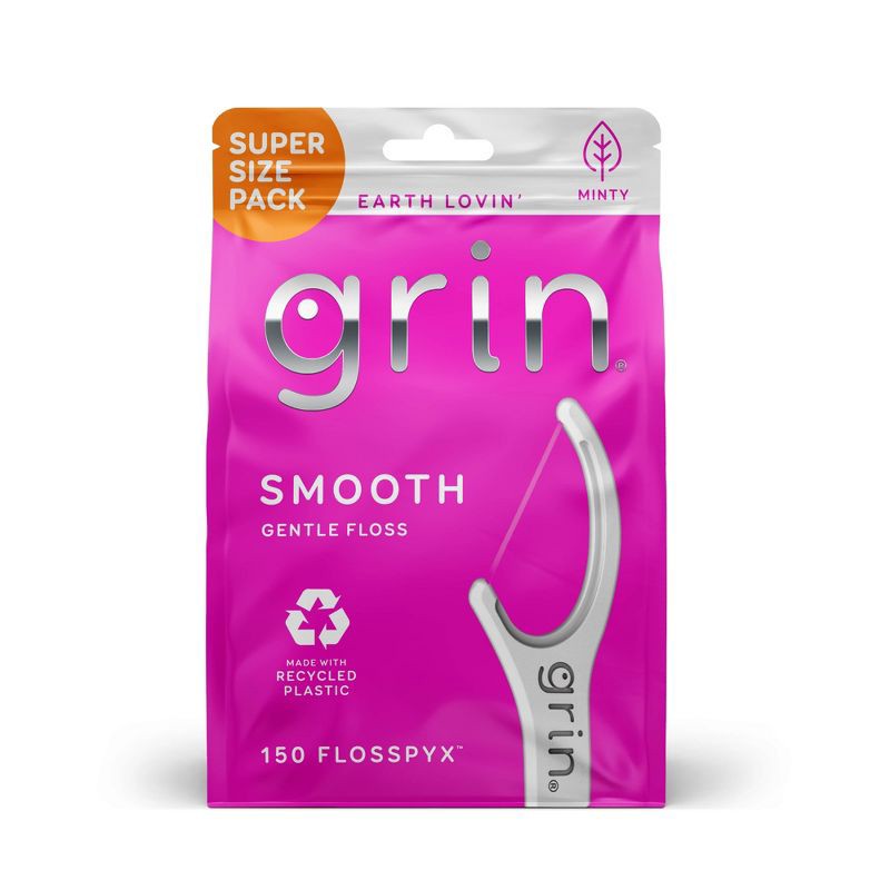 slide 1 of 8, Grin Oral Care Smooth Floss Picks - 150ct, 150 ct