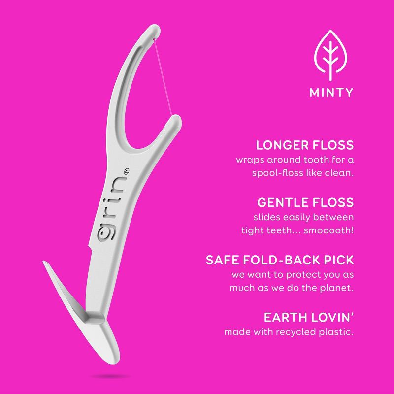 slide 3 of 8, Grin Oral Care Smooth Floss Picks - 150ct, 150 ct