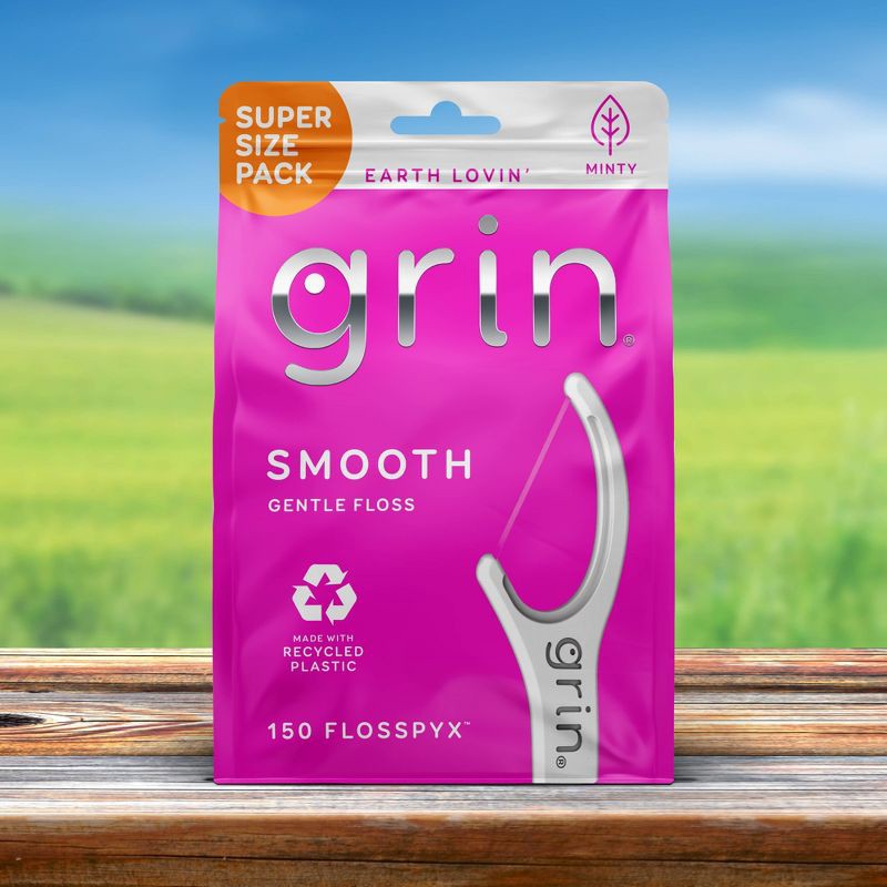 slide 7 of 8, Grin Oral Care Smooth Floss Picks - 150ct, 150 ct