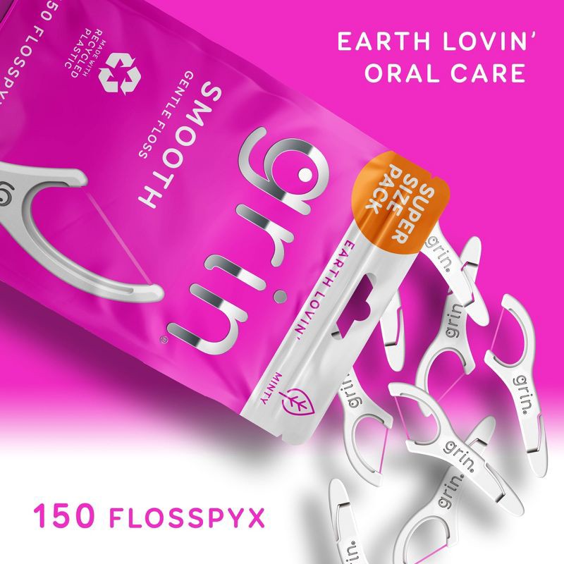 slide 8 of 8, Grin Oral Care Smooth Floss Picks - 150ct, 150 ct