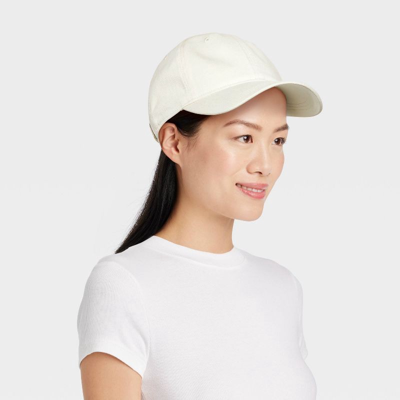 slide 2 of 4, Twill Baseball Hat - Universal Thread™ Cream: Cotton Midweight Adjustable Woven Cap, 1 ct