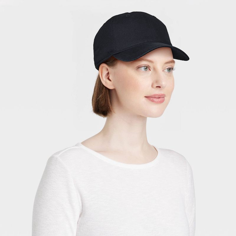 slide 2 of 4, Twill Baseball Hat - Universal Thread™ Black: Cotton, Adjustable, Midweight, Solid Pattern, One Size Fits Most, 1 ct
