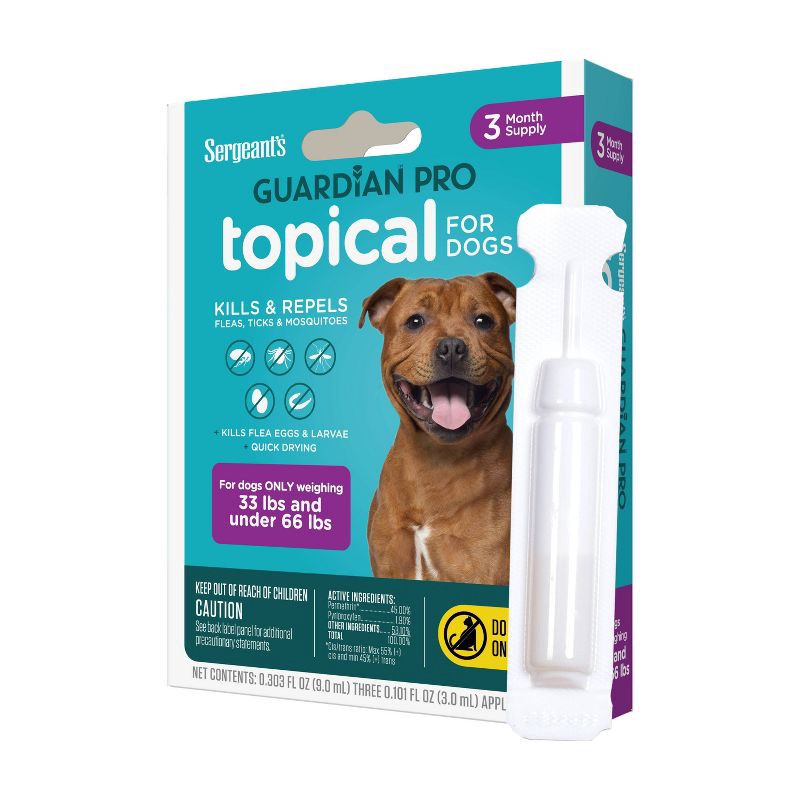 slide 3 of 8, Sergeant's Guardian Pro Flea & Tick Topical Treatment for Dogs - 33-66 lbs - 3ct, 33 ct; 66 lb, 3 ct