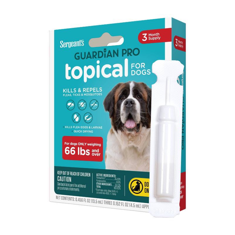 slide 3 of 8, Sergeant's Guardian Pro Flea & Tick Topical Treatment for Dogs - 66 lbs and Over - 3ct, 3 ct; 66 lb