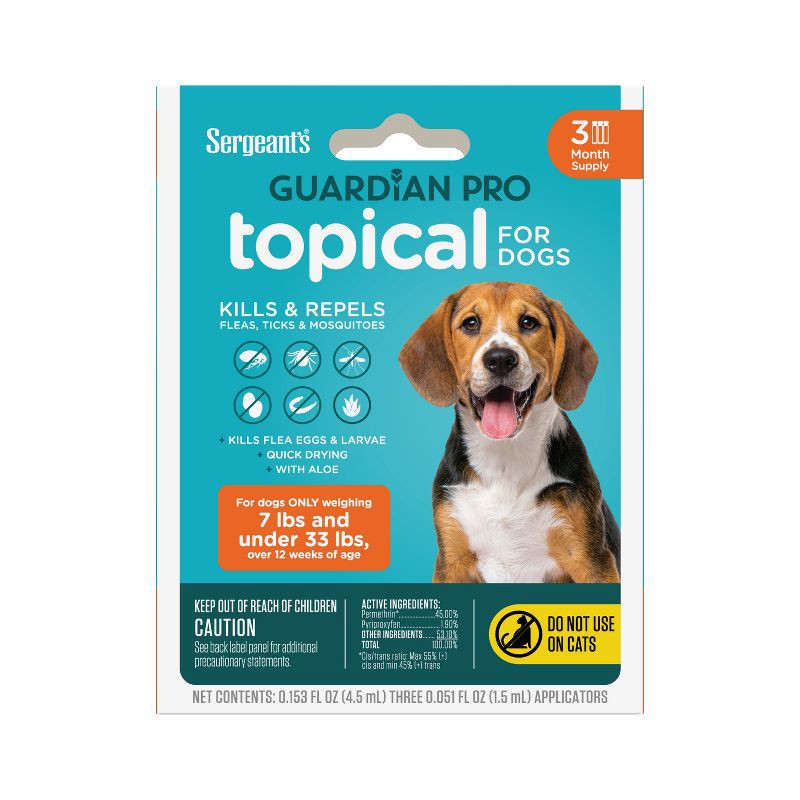 slide 1 of 8, Sergeant's Guardian Pro Flea & Tick Topical Treatment for Dogs - 7-33 lbs - 3ct, 7 ct; 33 lb, 3 ct