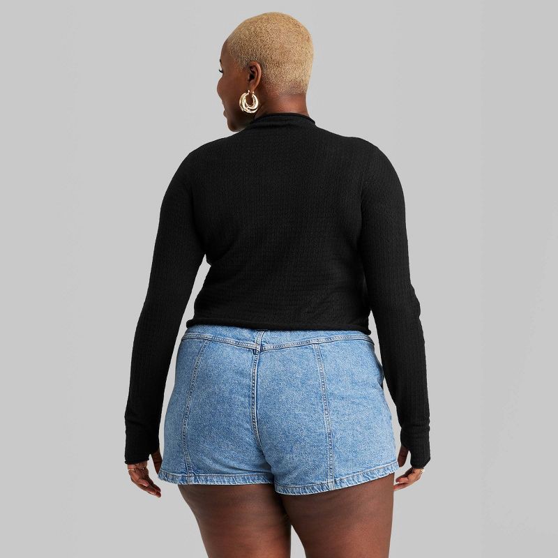 Women's Mock Turtleneck Fitted Sweater Top - Wild Fable™ Black Xxl : Target