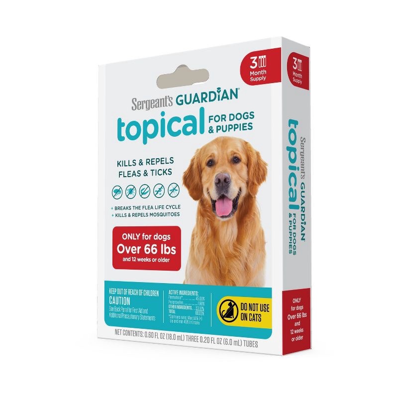 slide 3 of 3, Sergeant's Guardian Flea & Tick Topical Treatment for Dogs - 66 lbs and Over - 3ct, 3 ct; 66 lb
