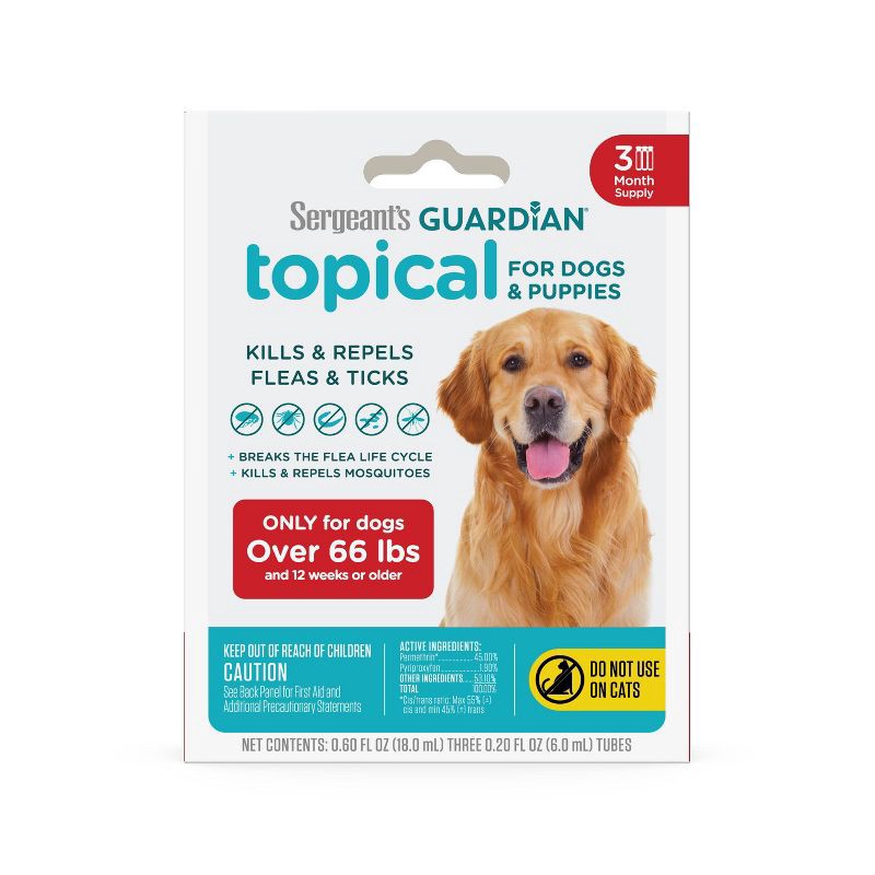 slide 1 of 3, Sergeant's Guardian Flea & Tick Topical Treatment for Dogs - 66 lbs and Over - 3ct, 3 ct; 66 lb