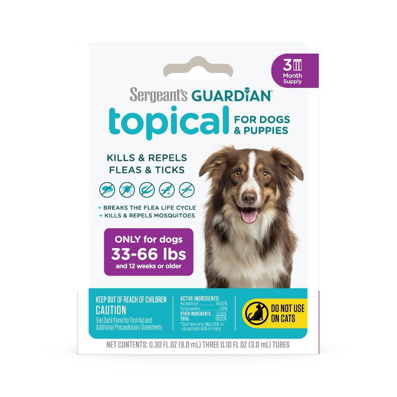 slide 1 of 3, Sergeant's Guardian Flea & Tick Topical Treatment for Dogs - 33-66 lbs - 3ct, 33 ct; 66 lb, 3 ct