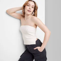 Women's Sweater Tube Top - Wild Fable™ Off-White XL