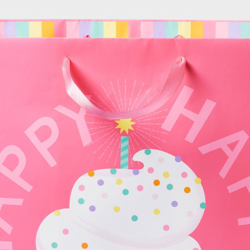 slide 3 of 3, Large Happy Birthday Cupcake Square Gift Bag - Spritz™, 1 ct