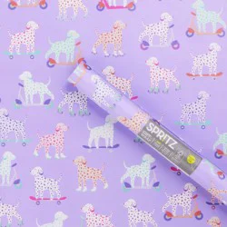 30"x96" Scooter Dogs Gift Wrap - Spritz™: Birthday Animal Theme, Purple,