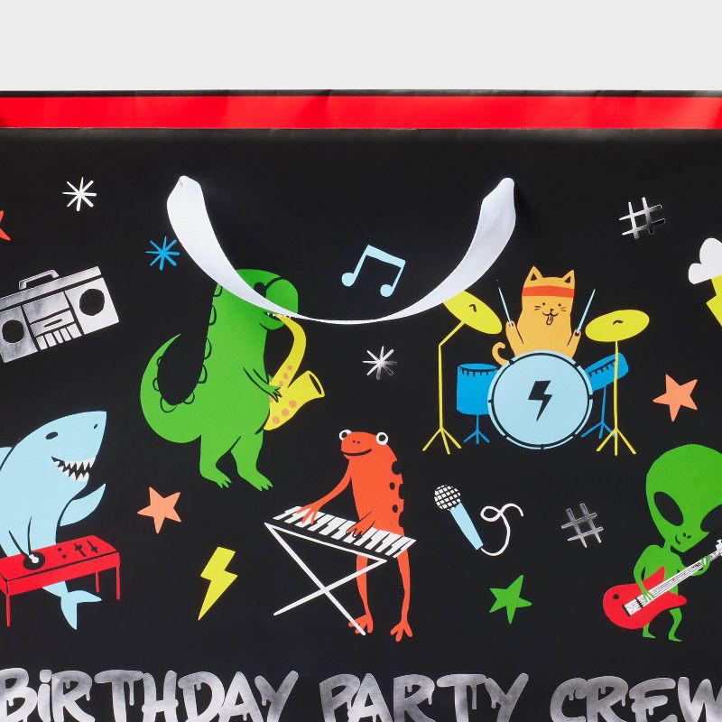 slide 3 of 3, Birthday Vogue Rock Band Gift Bag - Spritz™: Multicolored Animal Pattern, Boys Birthday, 10"x12.75"x5", 1 ct
