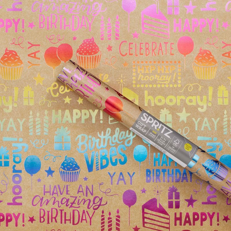 slide 1 of 3, 20 sq ft Rainbow Hollow Roll Wrap - Spritz™, 20 sq ft