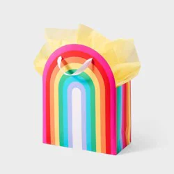 Large Rainbow Shaped Gift Bag with 6ct Tissue Paper Colorful - Spritz™