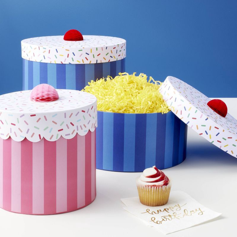 slide 2 of 3, Small Pink Cupcake Box - Spritz™: Polka Dot Paper Gift Box for Birthday & Holidays, Teacher Appreciation Gift, 1 ct