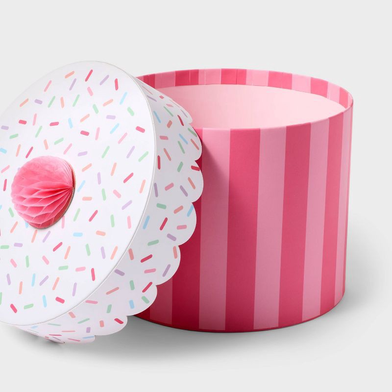 slide 3 of 3, Small Pink Cupcake Box - Spritz™: Polka Dot Paper Gift Box for Birthday & Holidays, Teacher Appreciation Gift, 1 ct