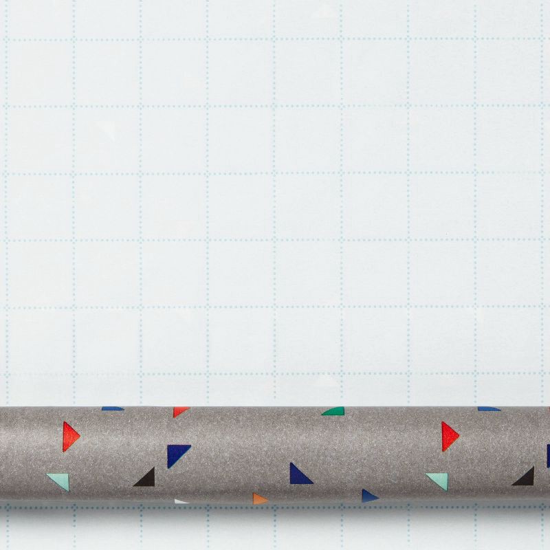 slide 3 of 3, 20 Sq Ft Gray Triangles Wrapping Paper - Spritz™, 20 sq ft