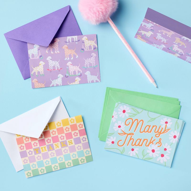 slide 2 of 3, 10ct Puppy Cards - Spritz™: Cute Dog Design, Thank You & Birthday, Blank Inside, Includes Envelopes, Purple, 10 Pack, 10 ct