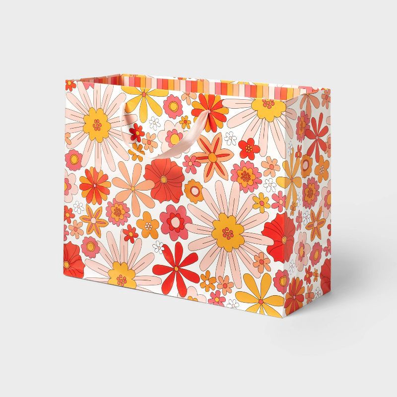 slide 1 of 3, Medium Gift Bag - Spritz™: Multicolored Floral Botanical Wedding Gift Bag, Medium Size, 10"x12.75"x5", 1 ct
