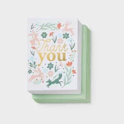 24ct Thank You Woodland Creatures Cards - Spritz™: Notecards & Envelopes, Botanical & Typography Design, All Occasions