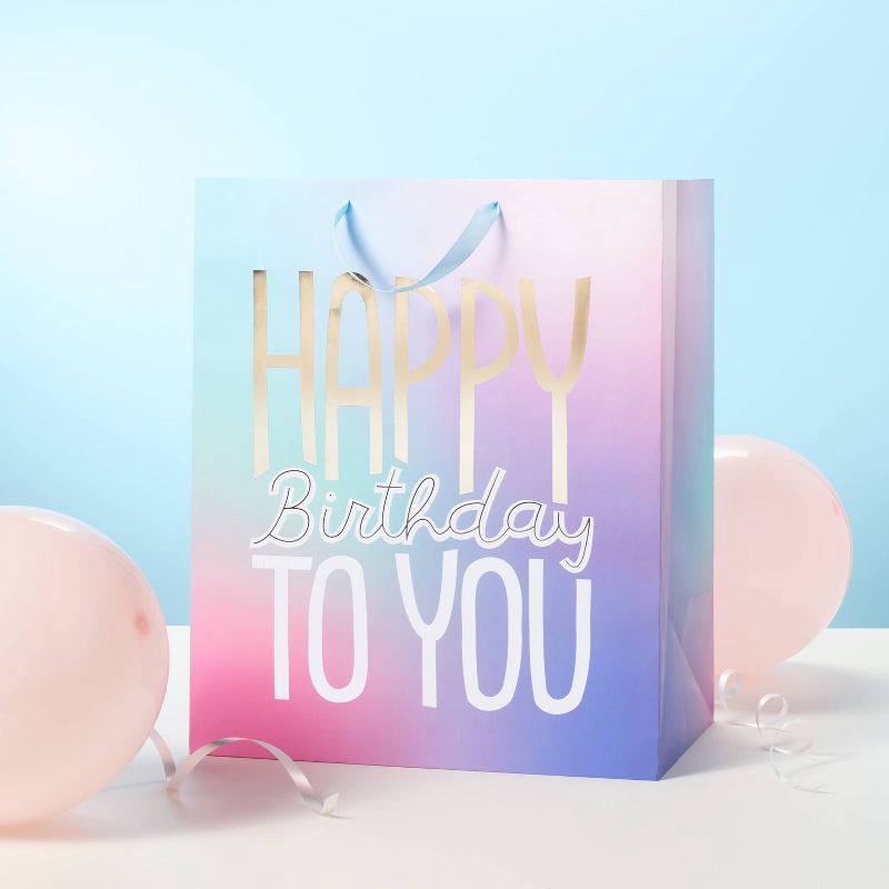 slide 2 of 3, Happy Birthday Ombre Jumbo Gift Bag - Spritz™, 1 ct