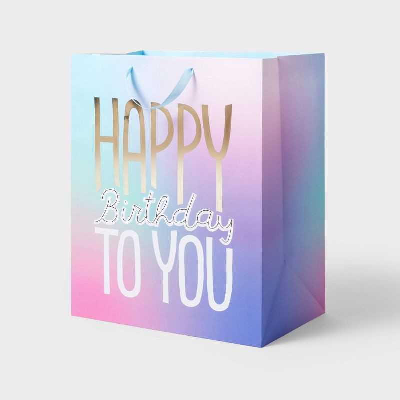 slide 1 of 3, Happy Birthday Ombre Jumbo Gift Bag - Spritz™, 1 ct