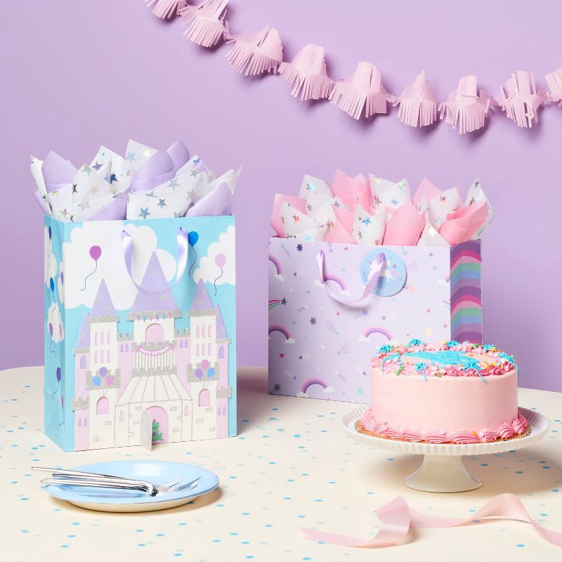 slide 2 of 3, 20ct Tissue Paper Pink/Purple/Silver Foil Star Print - Spritz™: Gift Bag Tissue Papers, 20 Pack, Multicolor, All Occasions, 20 ct