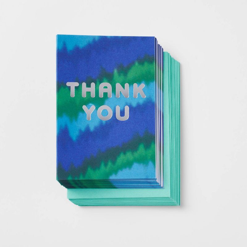 slide 1 of 3, 24ct Tie Dye Thank You Notes Card Set with Envelopes Blank Inside - Spritz™, 24 ct