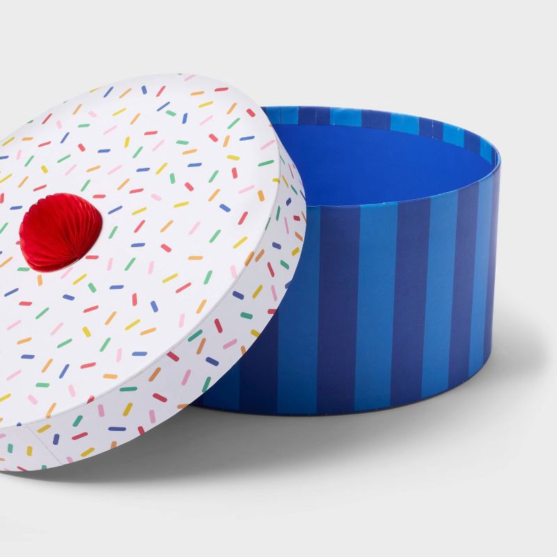 slide 3 of 3, Large Blue Cupcake Box - Spritz™: Polka Dot Gift Boxes with Lids, 10"x10"x5.125" for Birthdays & Holidays, 1 ct