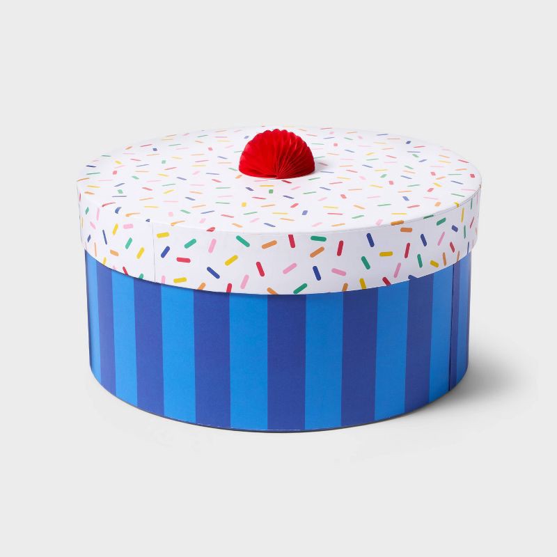 slide 1 of 3, Large Blue Cupcake Box - Spritz™: Polka Dot Gift Boxes with Lids, 10"x10"x5.125" for Birthdays & Holidays, 1 ct