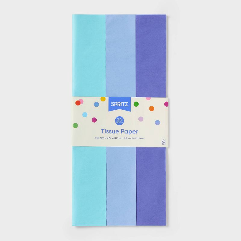 slide 3 of 3, 20ct Tissue Paper Blue/Purple - Spritz™: Gift Packaging Accessories for All Occasions, 20 Sheets, Multicolored, 20 ct, 20 sheets