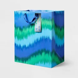 XLarge Tie Dye Wave Birthday Gift Bag with Tag Blue/Green - Spritz™
