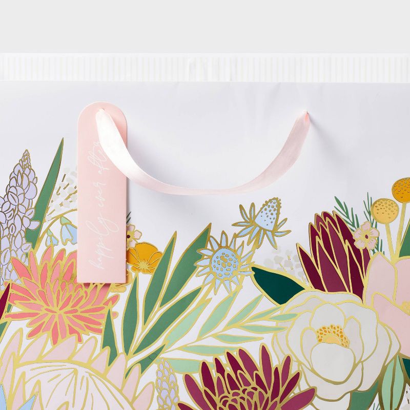 slide 3 of 3, Large Square Floral Wedding Gift Bag White Colorful - Spritz™: Multicolored Botanical for Bridal & Wedding Showers, 1 ct