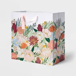 Large Square Floral Wedding Gift Bag White Colorful - Spritz™: Multicolored Botanical for Bridal & Wedding Showers