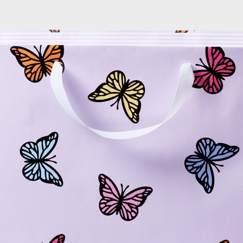 slide 2 of 2, XL Butterflies Gift Bag Pink - Spritz™: XLarge Multicolored Paper for All Occasions, Animal Pattern, 15"x15"x8", 1 ct