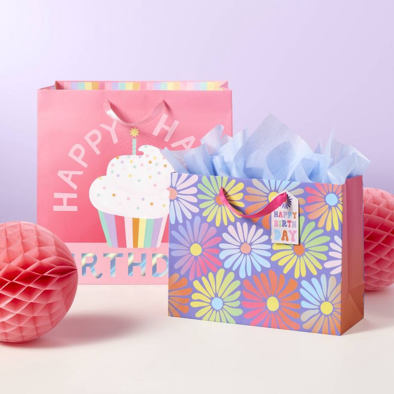 slide 2 of 3, Daisies Gift Bag - Spritz™: Medium Floral Gift Bag for All Occasions, Multi-Colored, 10"x12.75"x5", 1 ct