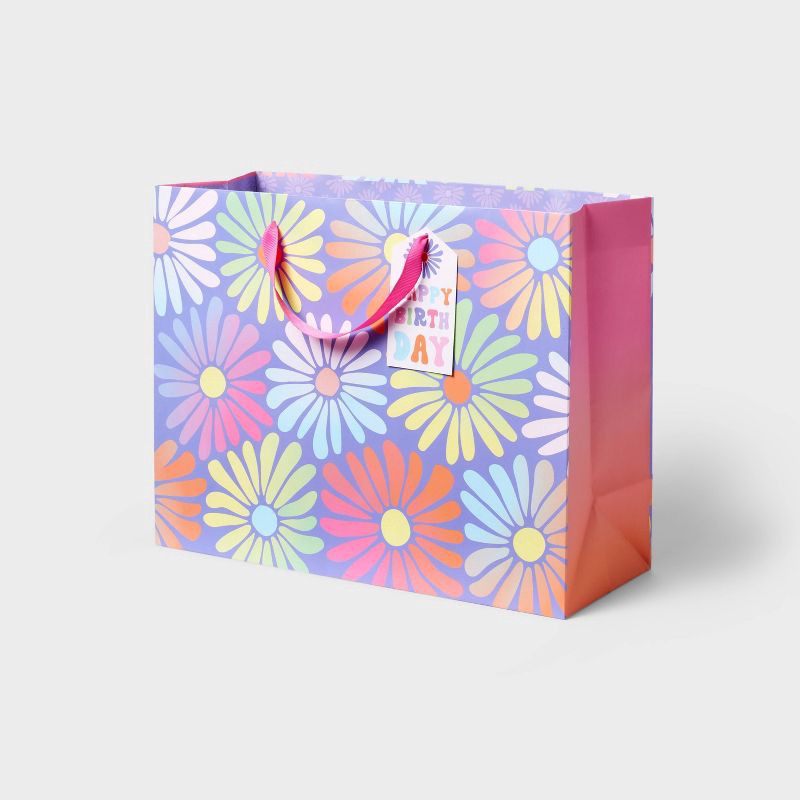slide 1 of 3, Daisies Gift Bag - Spritz™: Medium Floral Gift Bag for All Occasions, Multi-Colored, 10"x12.75"x5", 1 ct