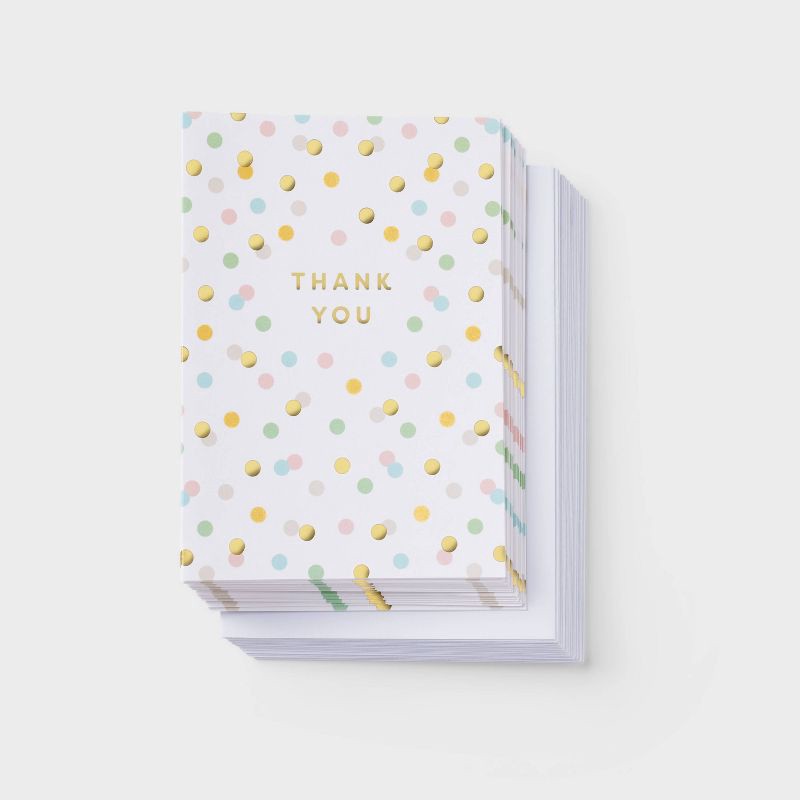 slide 1 of 3, 24ct Thank You Neutral Dot - Spritz™: Polka Dot Cards with Envelopes, Foil Accents, Multicolored, Single-Design Boxed Pack, 24 ct