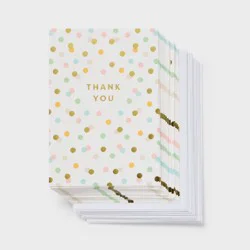24ct Thank You Neutral Dot - Spritz™: Polka Dot Cards with Envelopes, Foil Accents, Multicolored, Single-Design Boxed Pack