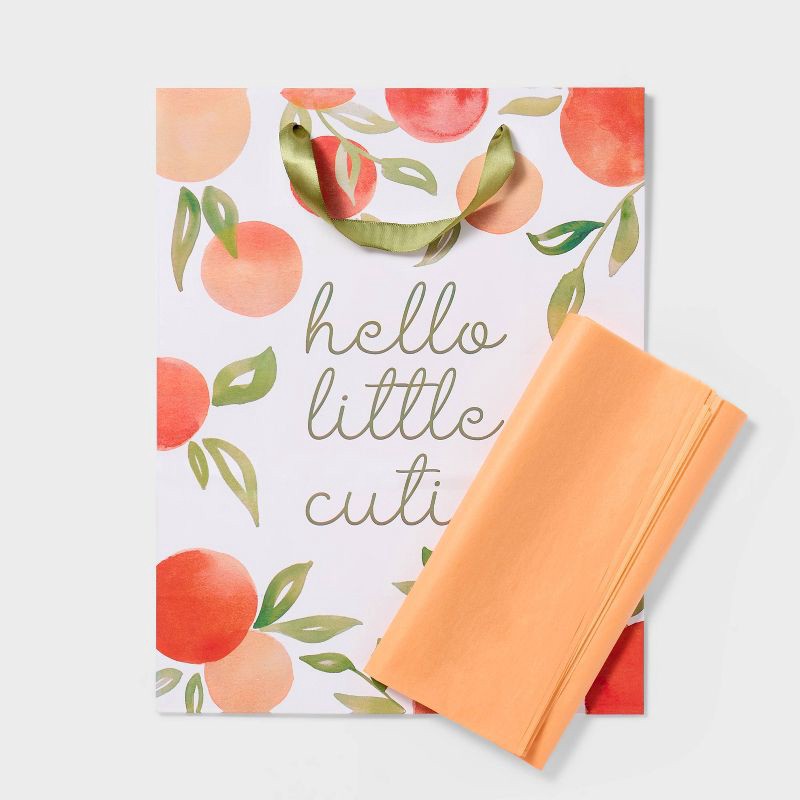 slide 3 of 3, 'Hello Little Cutie Baby' Large Gift Bag with Tissue - Spritz™, 1 ct