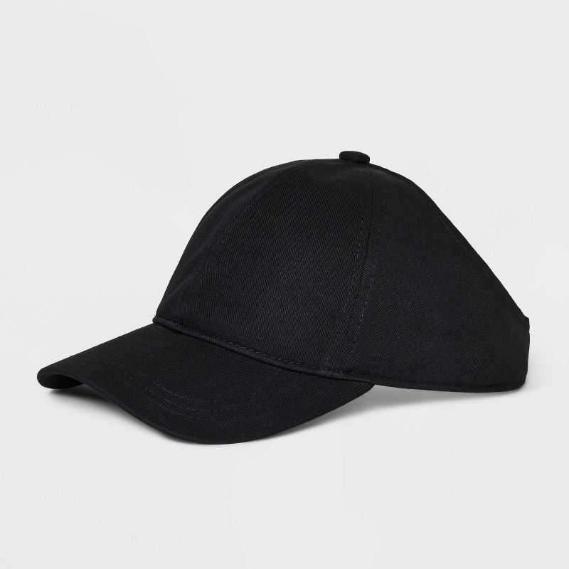 slide 1 of 4, Satin Lined Backless Baseball Hat - A New Day™ Black: Adjustable Midweight Woven Visor, 1 ct