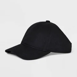 Satin Lined Backless Baseball Hat - A New Day™ Black: Adjustable Midweight Woven Visor