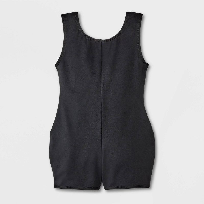 slide 2 of 3, Girls' Gymnastics Jewel Biketard - Cat & Jack™ Black S: Recycled Polyester, Spandex, Scoopneck, 1 ct