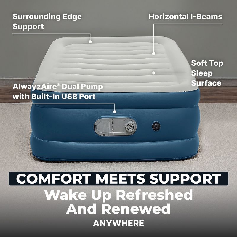 slide 8 of 11, Sealy AlwayzAire Flocked Top Air Mattress Twin with Built-in Dual Pump, 1 ct