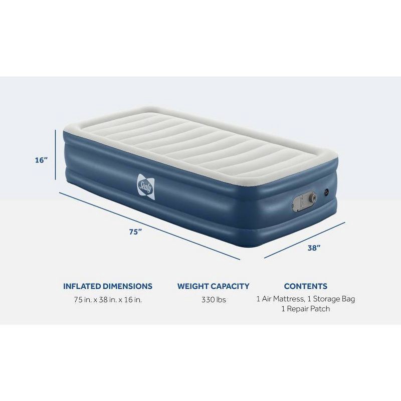 slide 9 of 11, Sealy AlwayzAire Flocked Top Air Mattress Twin with Built-in Dual Pump, 1 ct