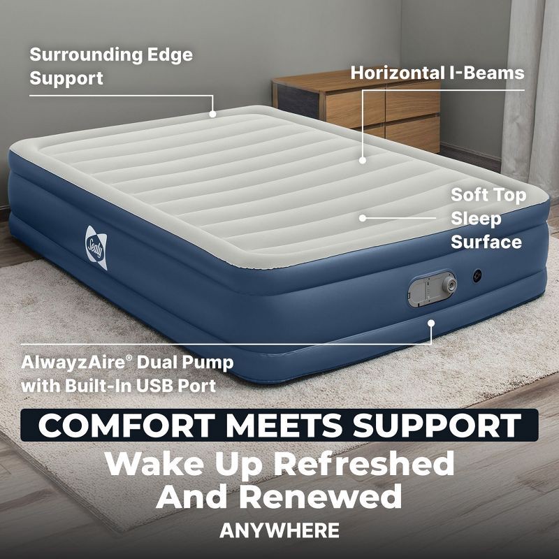 slide 8 of 10, Sealy AlwayzAire Air Mattress Queen with Built-in Dual Pump, 1 ct